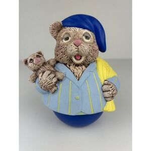 Handmade Bear Music Box Spins Ceramic Nursery It's‎ a Small World Vintage 90s